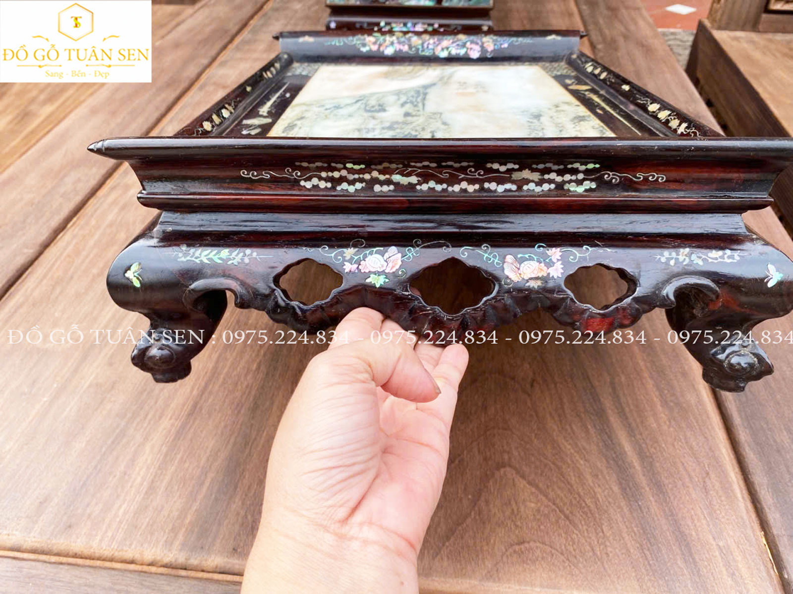 Thông tin kích thước Khay trà gỗ trắc khảm ốc